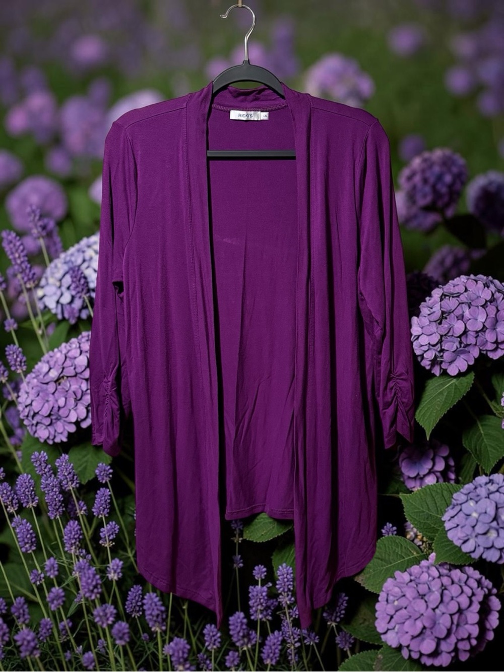 Ricki's Purple Draped Open Front Cardigan